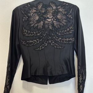 Carmen Marc Valvo jacket black lace fitted